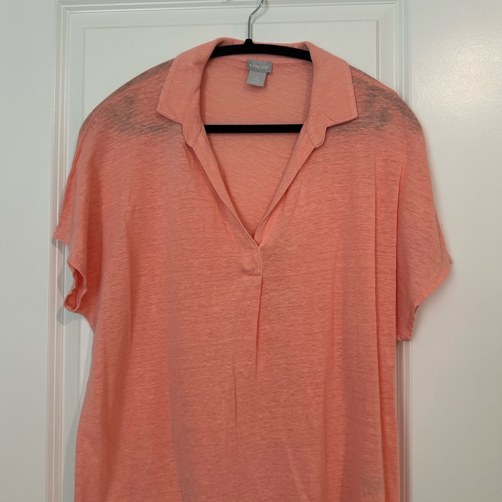 CHICO’S Linen Collared Top
